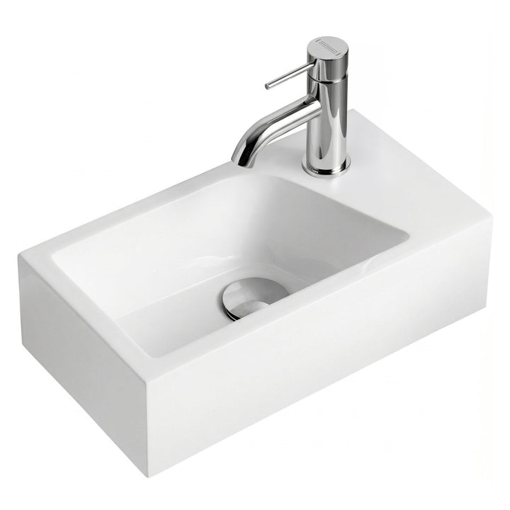 Stilform Mini Waschtisch Gäste WC Waschbecken für Wandmontage Mineralguss Links oder Rechts Handwasc