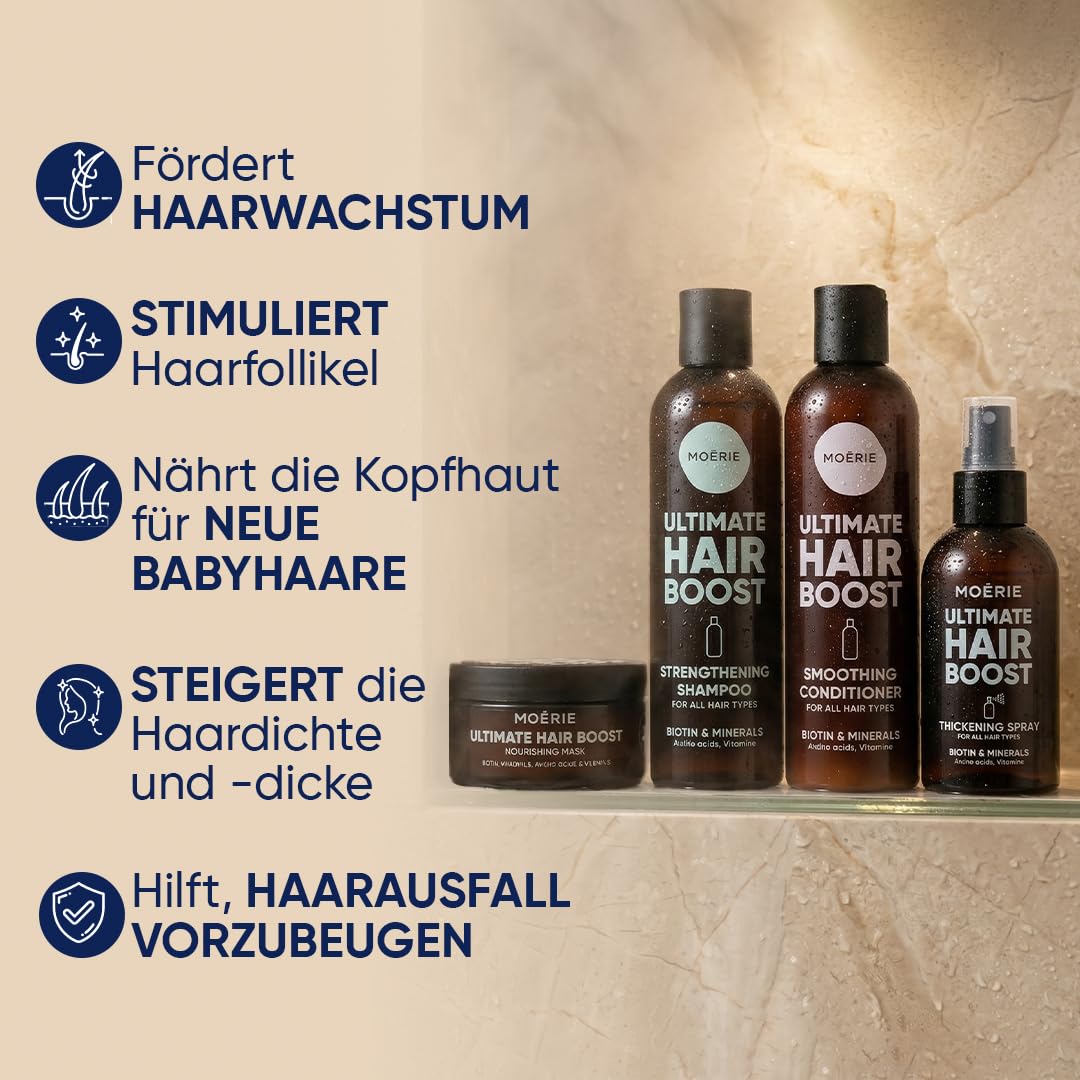 MOERIE Shampoo Set - gegen Haarausfall, Conditioner, Haarwachstum Serum & Haarmaske - natürlich Haar