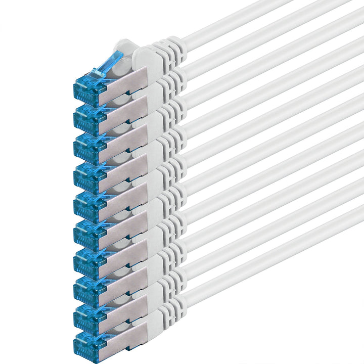 10x 0.5 M - CAT-6a Netzwerk-Kabel Ethernet Cable Lan Patch RJ-45 Stecker SFTP 10GB/s - 10 Stück Weis