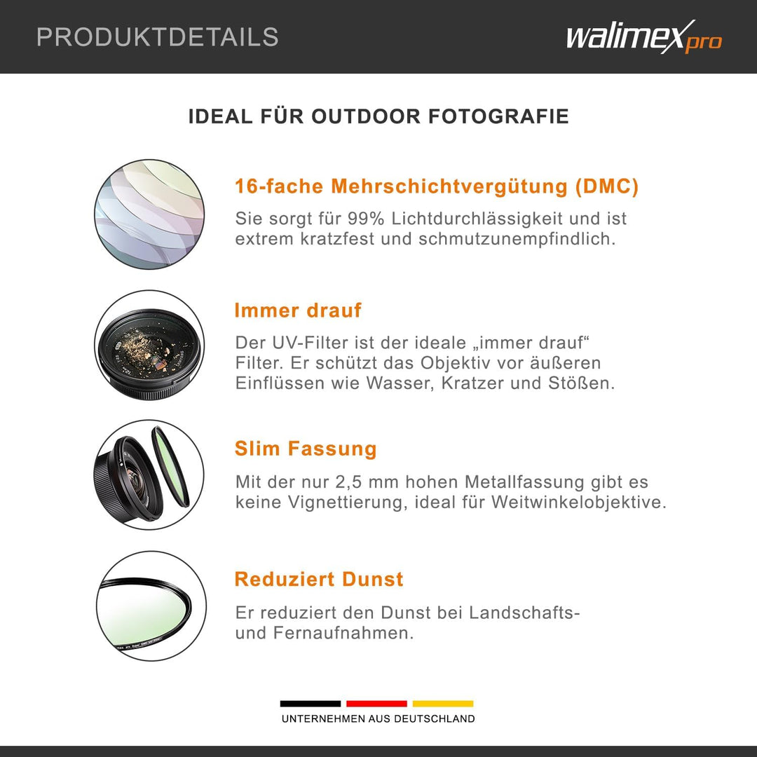 Walimex pro UV-Filter Slim Super DMC 77mm - besonders hochwertiger UV Filter Objektivfilter, Slim nu