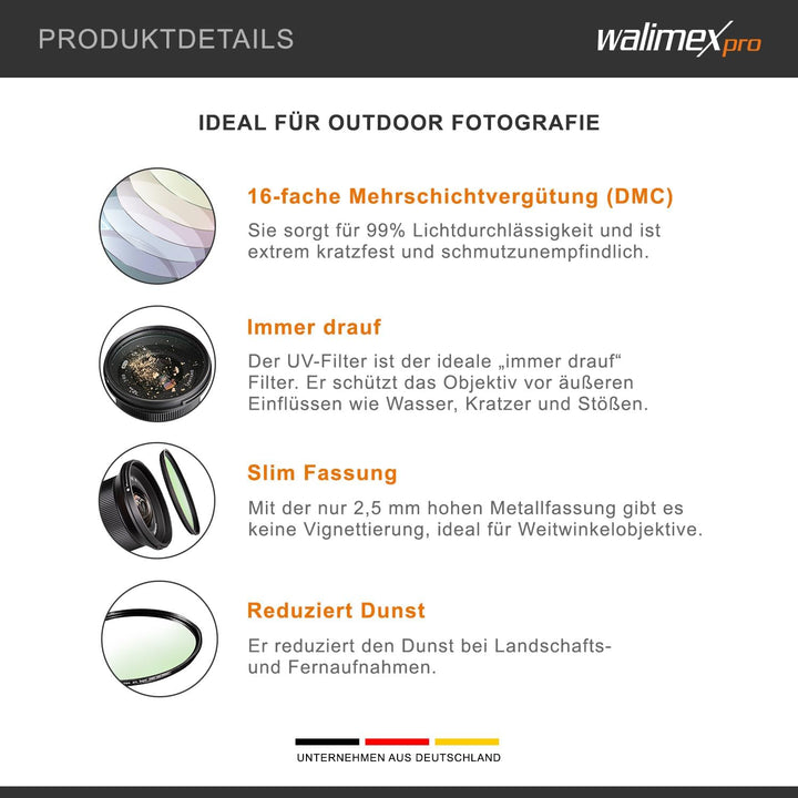 Walimex pro UV-Filter Slim Super DMC 77mm - besonders hochwertiger UV Filter Objektivfilter, Slim nu