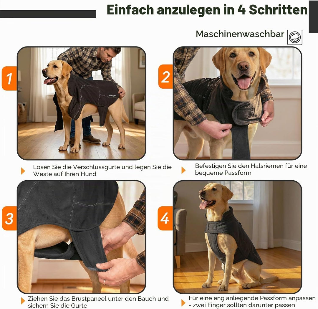 VIVAGLORY Hunde-Fleeceweste, Hundepullover für Kaltes Wetter für Grosse Hunde, Verstellbare Winterkl