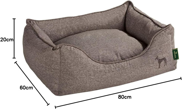 HUNTER Boston Hundesofa, Hundebett, Wendekissen mit Plüschbesatz,pflegeleicht, 80 x 60 cm, braun bra