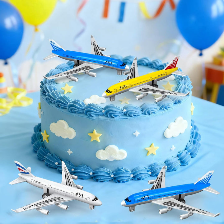 Hymaz Spielzeug Flugzeug 4 Pack, Diecast Pull Back Flugzeuge für Jungen Alter 3 4-7 8-12, Legierung
