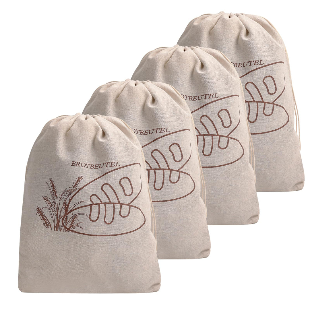 Leinen Brotbeutel,wiederverwendbar, mit Kordelzug, gross, ungebleicht, Beutel für Brot, Baguette,sel