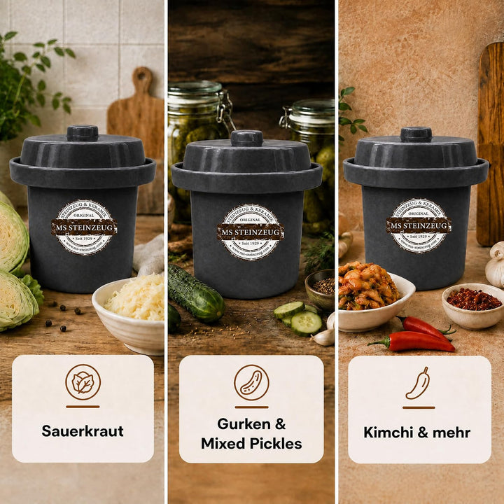 Gärtopf Mini Fermentation 1 Liter steingrau Milchsäuregärung Konservieren Einmachen gesunde Ernährun