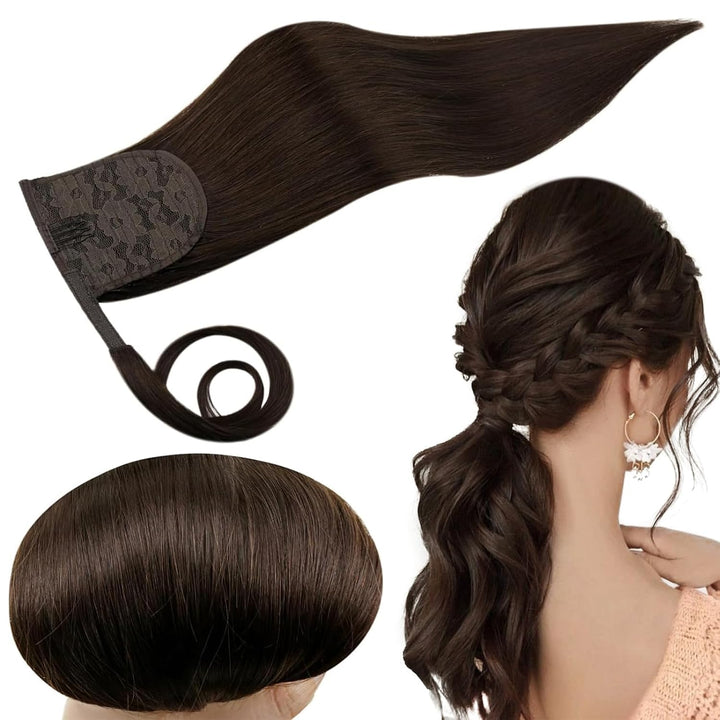 RUNATURE Ponytail Extension Echthaar Dunkelbraun 