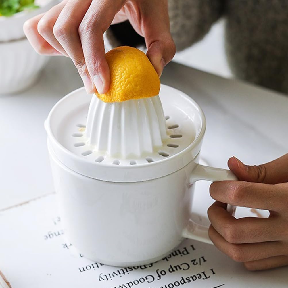 UPKOCH Manuelle Zitruspresse Mit Keramikbecher Tragbarer Zitronensaft Entsafter Für Küche Obst Saftp