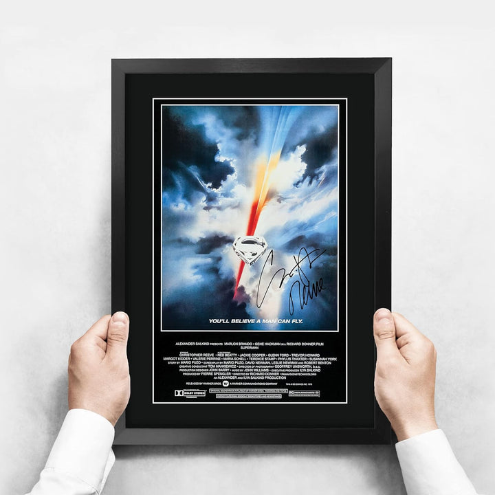 HWC Trading Superman A3 Gerahmte Signiert Gedruckt Autogramme Bild Druck-Fotoanzeige Geschenk Für Ch