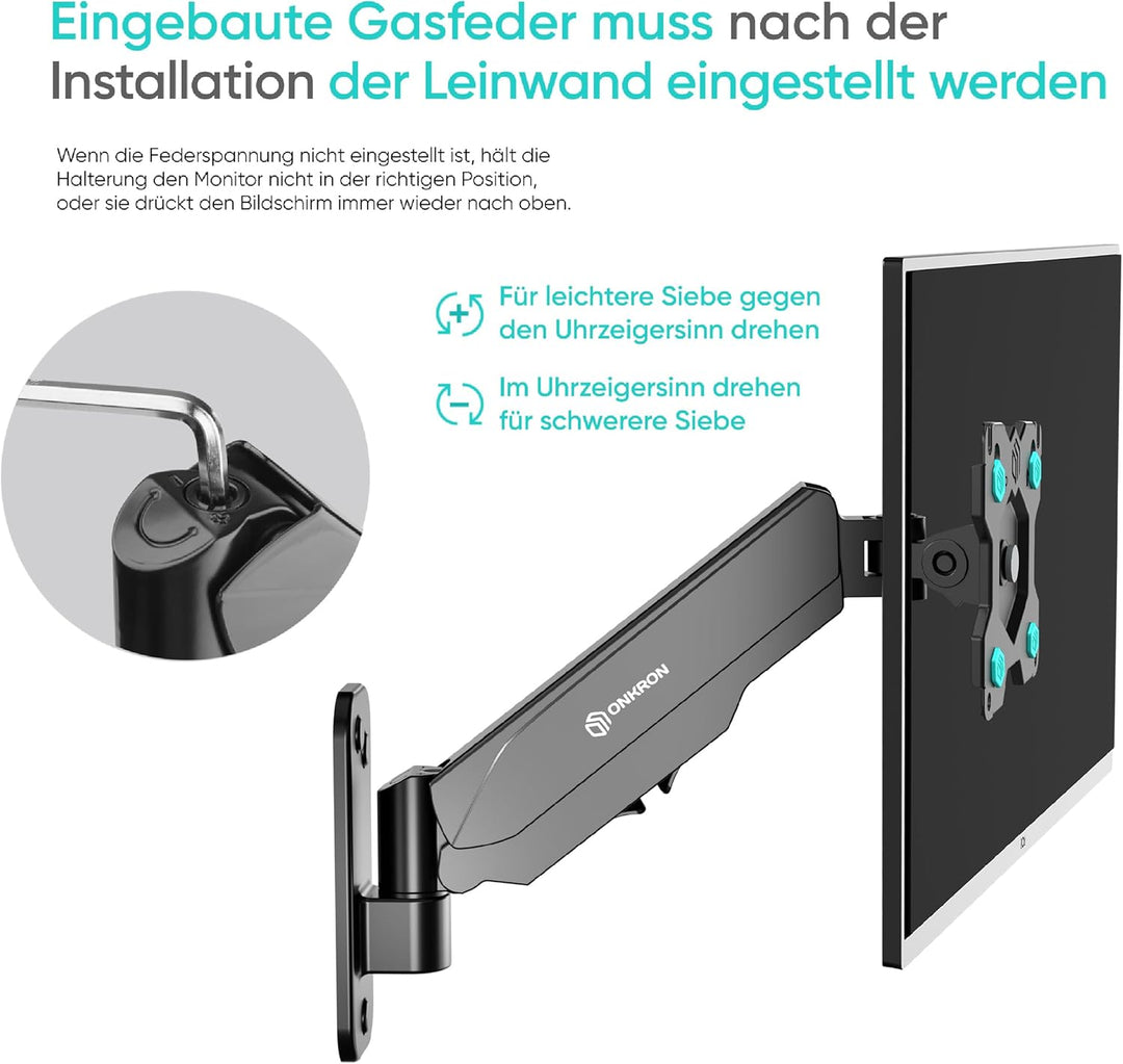 ONKRON Monitor Wandhalterung/TV Halterung für 13-34'' Flach & Curved Bildschirme max VESA Wandhalter