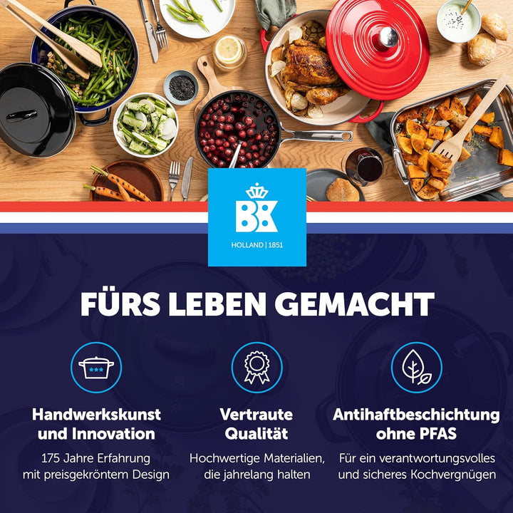 BK Bright 18/10 Edelstahl Schmorpfanne Ø 28 cm Mit Deckel,Hoher Rand, Professionelles Kochen, Unbesc