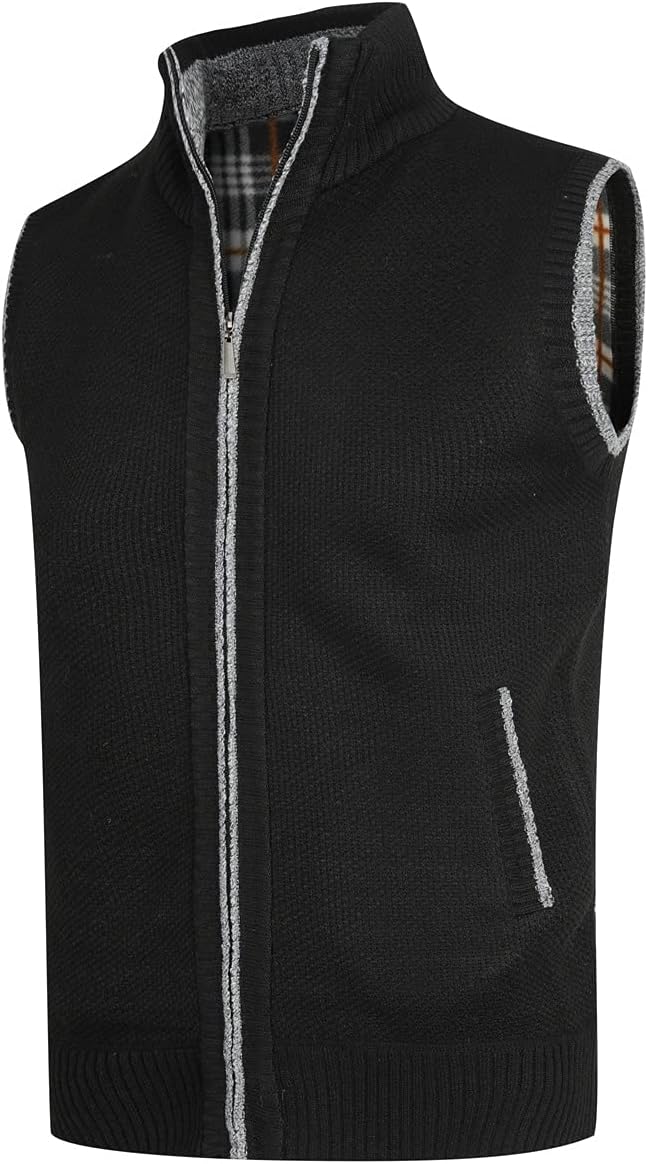 YOUTHUP Herren Weste Strickweste Fleece-Fütterung Ärmellose Strickjacke mit Stehkragen Winter Herren