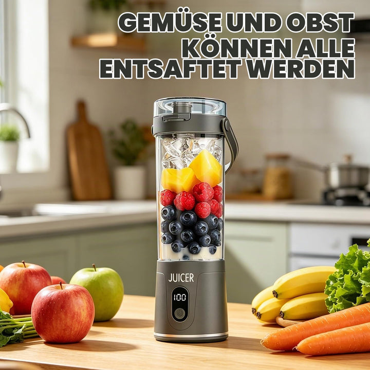 600ml Tragbarer Mixer Smoothie Maker to Go, Mini Standmixer mit 12 Klingen, USB-Aufladung, Kabellos