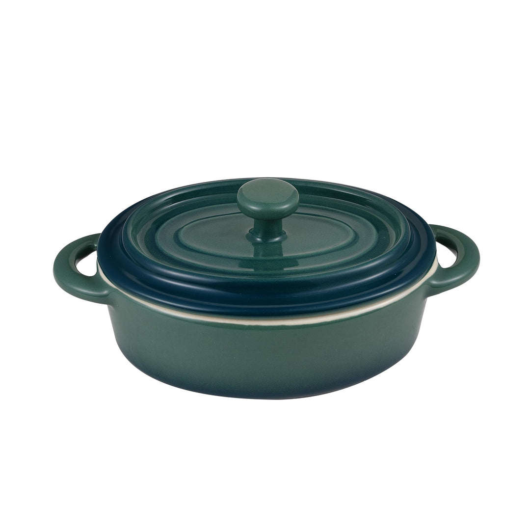 BERGNER - 4er-Set Mini-Pfannen aus Steingut - Inklusive grünem E Xcalibur-Deckel - Ofenfest - 16,7 |
