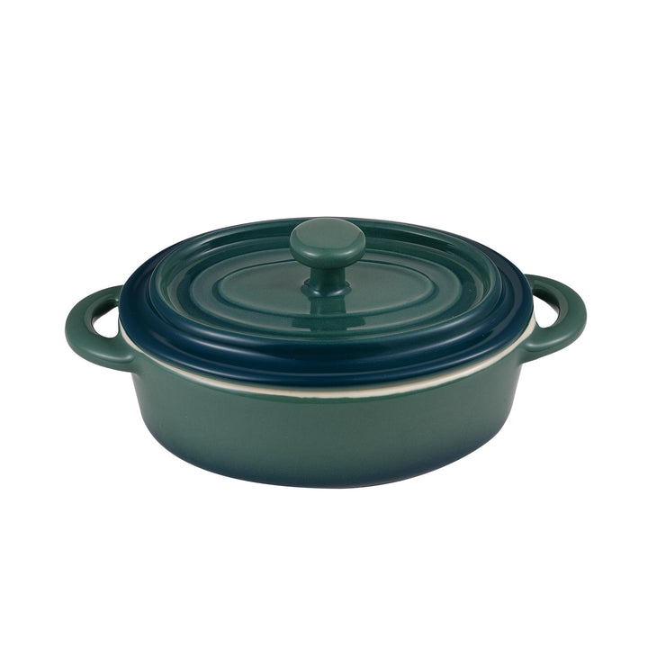 BERGNER - 4er-Set Mini-Pfannen aus Steingut - Inklusive grünem E Xcalibur-Deckel - Ofenfest - 16,7 |