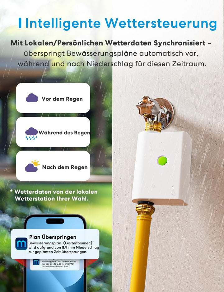 Meross Bewässerungscomputer WLAN | Hub MSH450/MSH400 Erforderlich | Automatische Bewässerung - APP S
