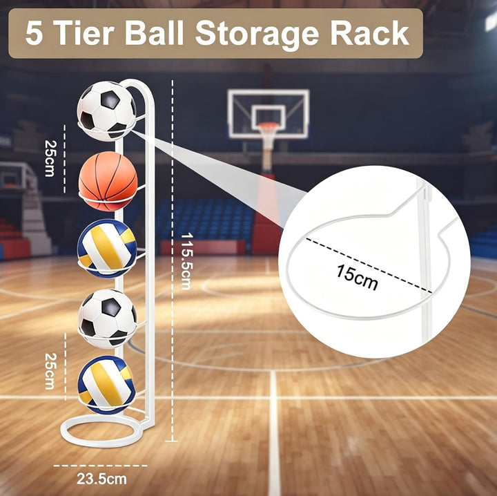 5-stufiger Balllagerregal Basketballständer Ballständer Basketball Ballhalter Ball Aufbewahrung Outd