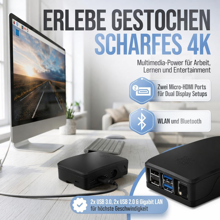 db-tronic Raspberry Pi 4 1GB Starter Set | 64GB Black Edition | Netzteil 15W | Gehäuse schwarz | Küh