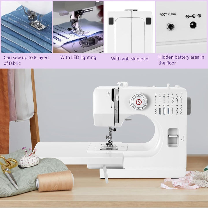 Mechanische Nähmaschine für Näh-Einsteiger & Anfänger, 14 Stichprogrammen, Nähmaschine mit Verlänger