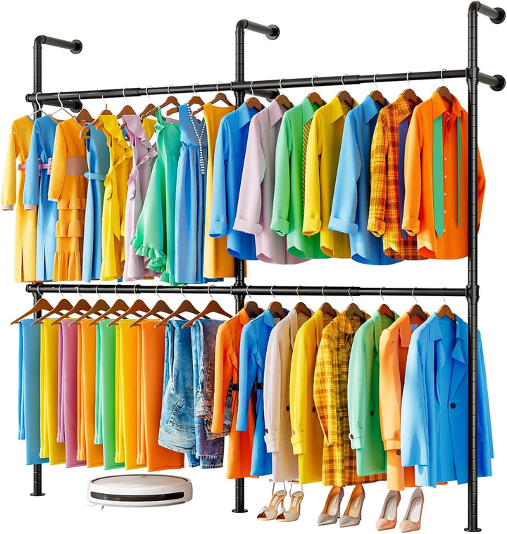 Teleskop Kleiderständer, Verstellbarer Kleiderstange, Offener Kleiderschrank zur Wandmontage, Garder