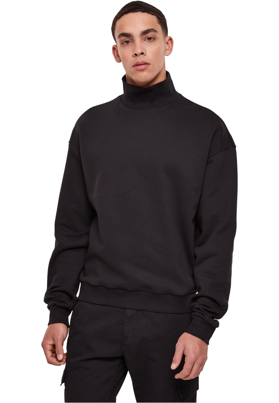 Urban Classics Herren High Rib Neck Crew Sweatshirt S Schwarz, S Schwarz