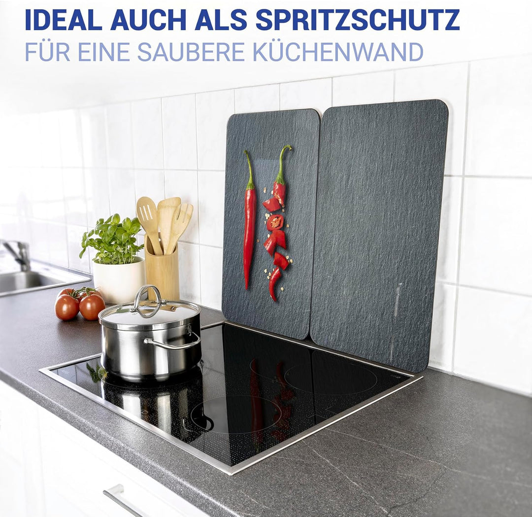 WENKO Herdabdeckplatte Universal Cayenne, 2er Set Herdabdeckung für alle Herdarten, Gehärtetes Glas,