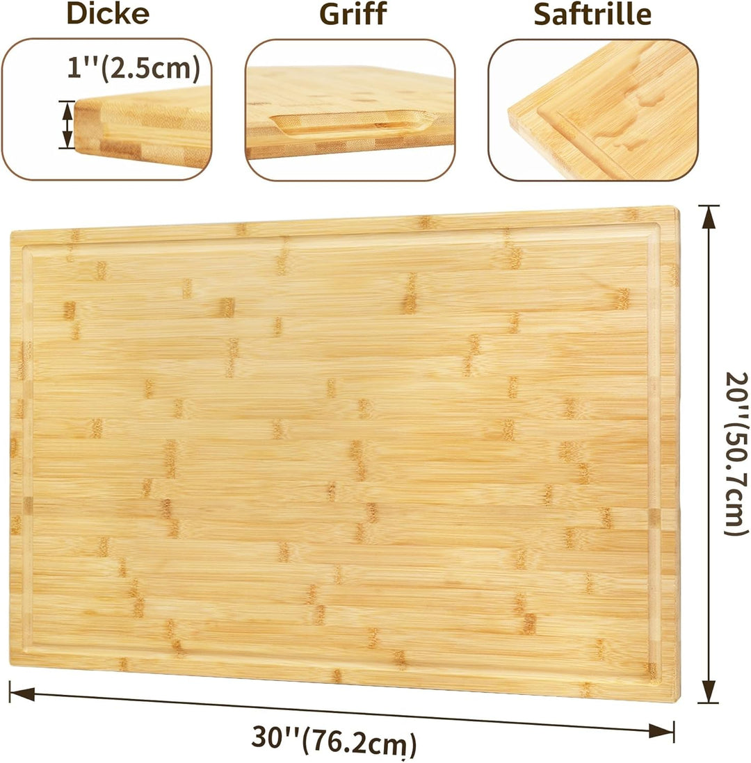 Utoplike Extra grosses Schneidebrett 76.2 x 50.7 x 2.5cm, Bambus-Schneidebretter für Küche, XL Big B
