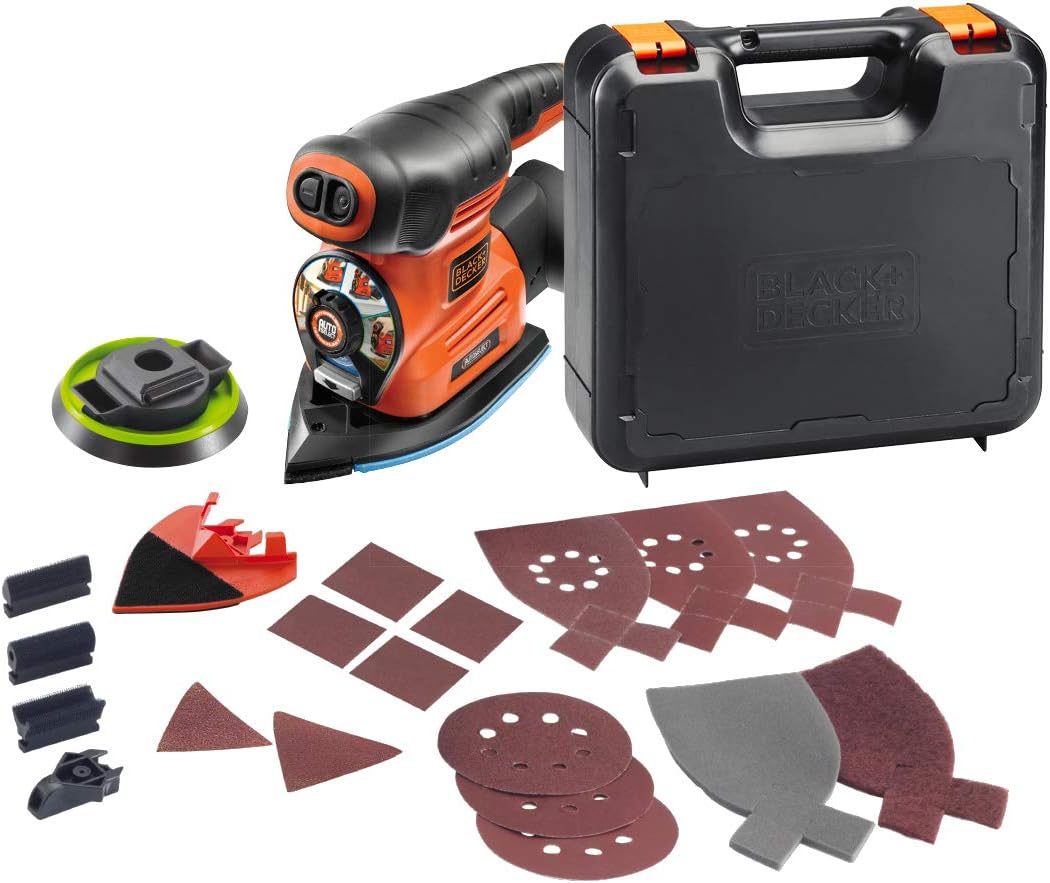 Black+Decker 4-in-1 Multischleifer (220W, mit Autoselect-Auswahl, werkzeuglosem Schleifplattenwechse