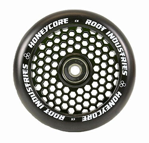 Root Industrie Air Honeycore 110mm Stunt-Scooter Rolle + Fantic26 Sticker (Schwarz/Pu Schwarz) Schwa