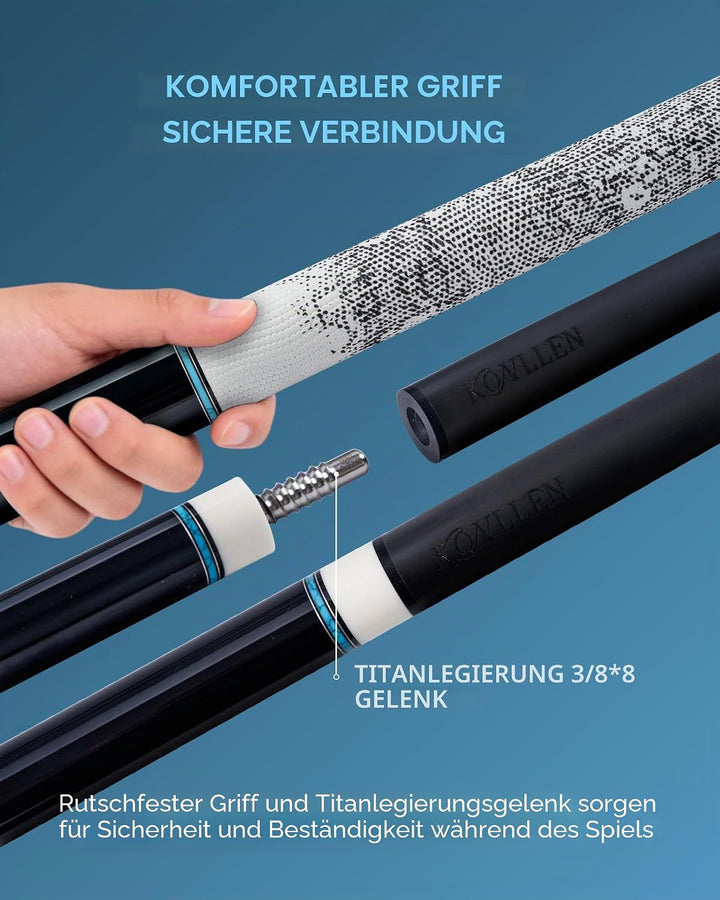 KONLLEN Billardqueue aus Carbonfaser, 147cm, professionelles Billardqueue für Erwachsene, Vollcarbon