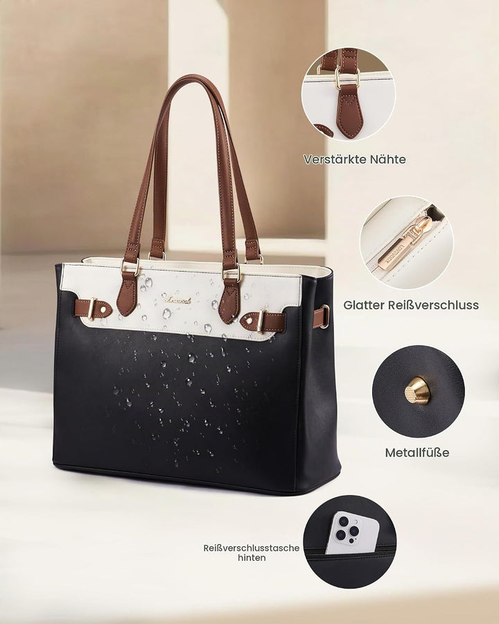 LOVEVOOK Handtasche Damen Mittelgross, 15,6" Shopper Tasche Arbeitstasche Elegant Laptoptasche Gross