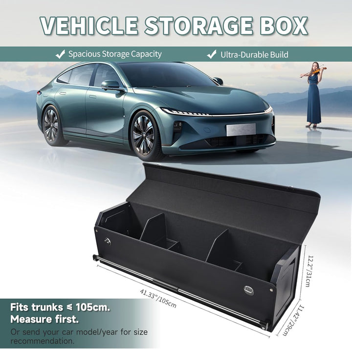 Auto Kofferraum Organizer mit Deckel – Multifunktionale Leder-Aufbewahrungsbox und Stabiler Griff, P