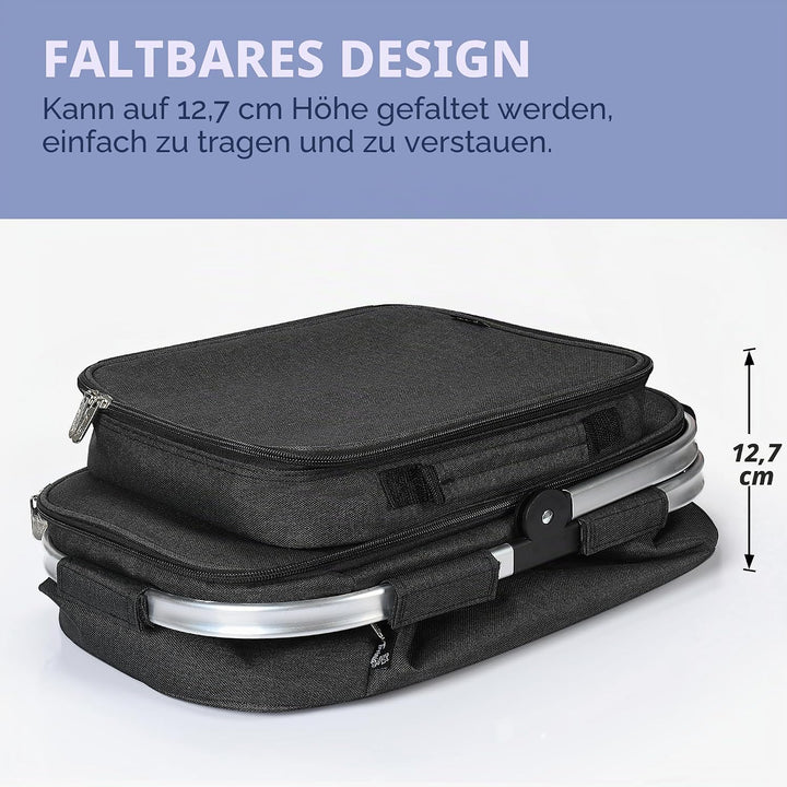 Kato Tirrinia 34L Faltbar Einkaufskorb Kühltasche, Isoliert Picknickkorb mit Bestecktasche Camping,