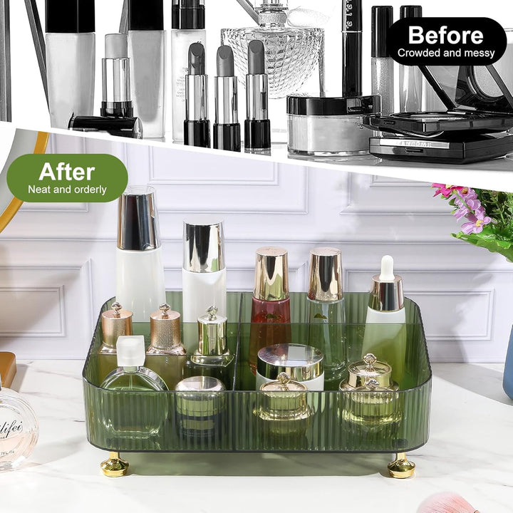 DASITON Make Up Kosmetik Organizer Acryl, 5 Fächer Schmink Aufbewahrung für Pinsel, Lippenstift, Par