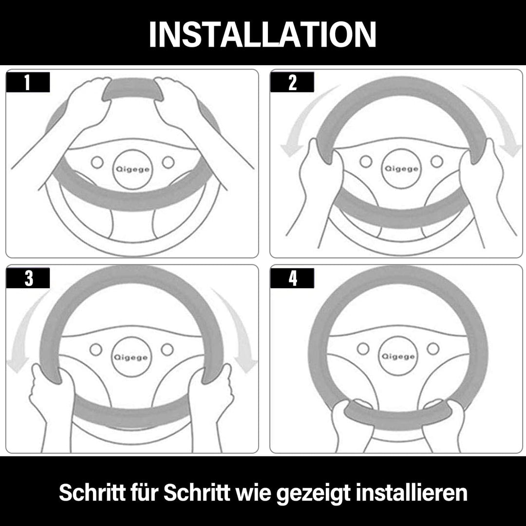 Ergocar Auto Lenkradbezug Rutschfester Auto Lenkradschutz D-Form Kohlefaser & Erste Schicht Rindsled