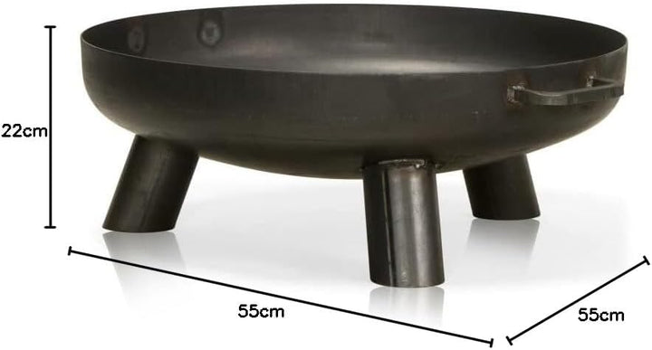DECORAS Stahl-Feuerschale (Durchmesser: 55 cm/Höhe: 22 cm) - Feuerstelle - Feuerkorb Made in Germany