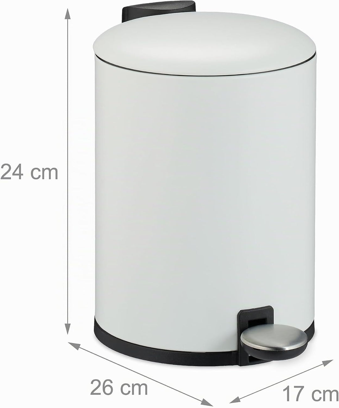 Relaxdays Mülleimer Bad, 3 l, Kosmetikeimer mit Soft-Close, in Matter Optik, entnehmbarer Inneneimer