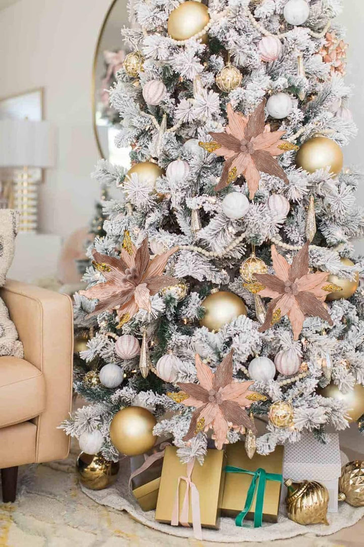 Briful 4 Stücke Weihnachtsstern Christbaumschmuck Kunstblumen Weihnachtsblumen Glitter Poinsettia Ku