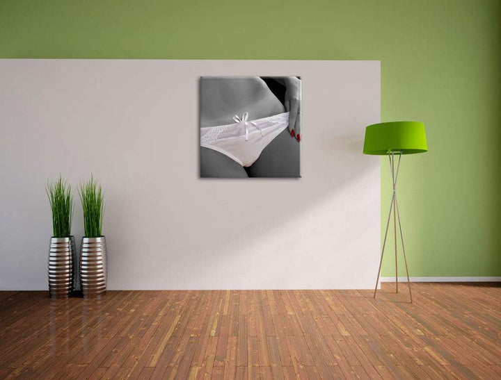 Pixxprint weisses Dessous als Leinwandbild/Grösse: 70x70 cm/Wandbild/Kunstdruck/fertig bespannt, 70x