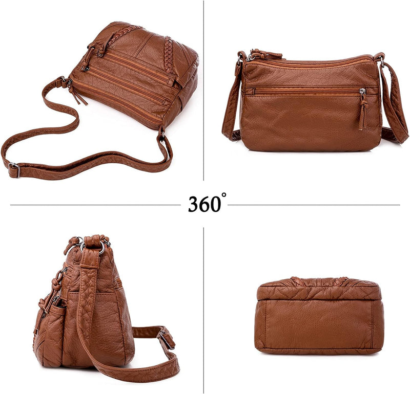 FANDARE Damen Umhängetasche Schultertasche Frauen Crossbody Bag Wasserdicht PU Leder Damentasche Sch