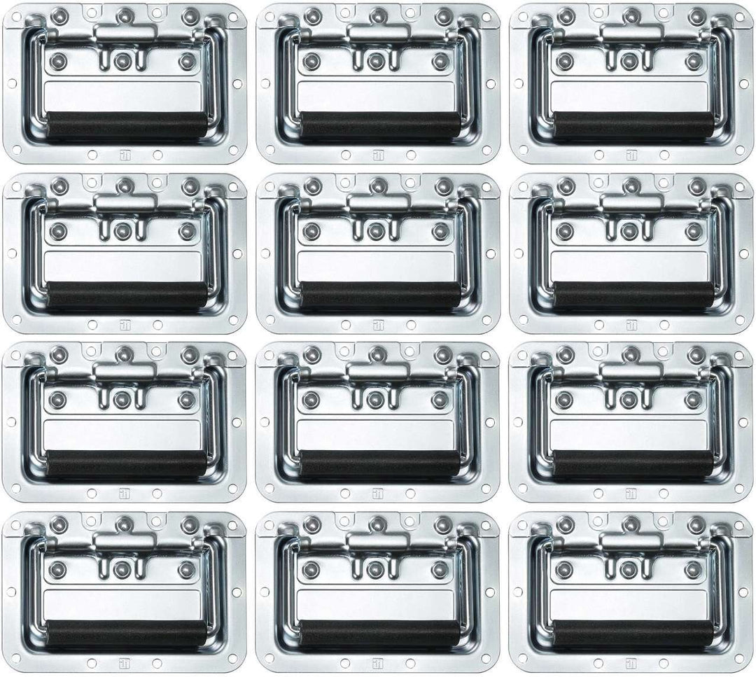 Adam Hall Hardware 34082 M12 AH - 12er Set Klappgriff / Kistengriff gefedert silber in 8 mm Einbausc