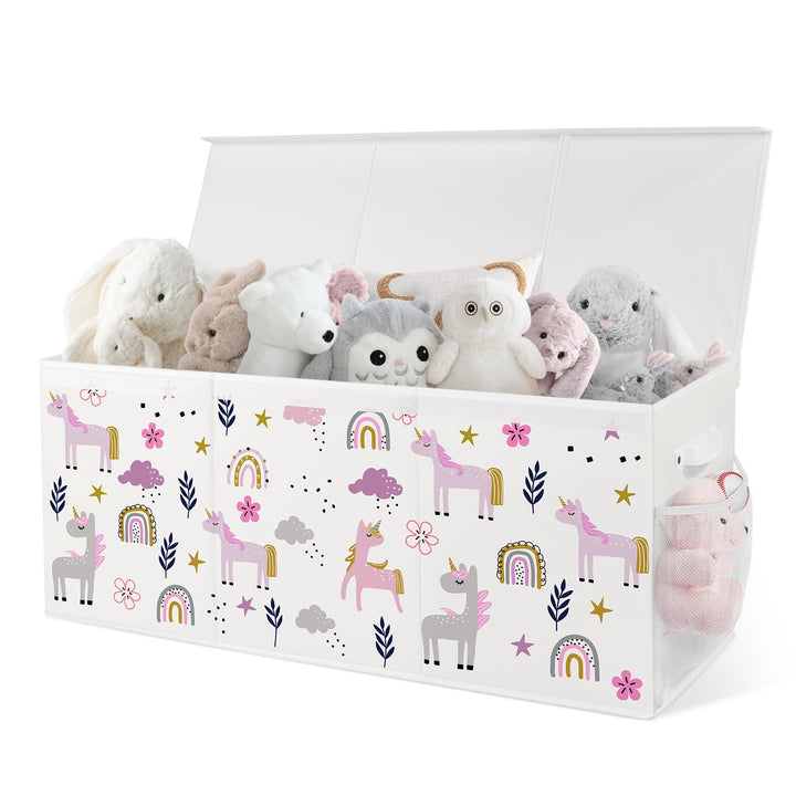 Spielzeugkiste Aufbewahrungsbox mit Deckel Kinder 96 x 32 x 40 cm, Faltbare und Platzsparend für Kin