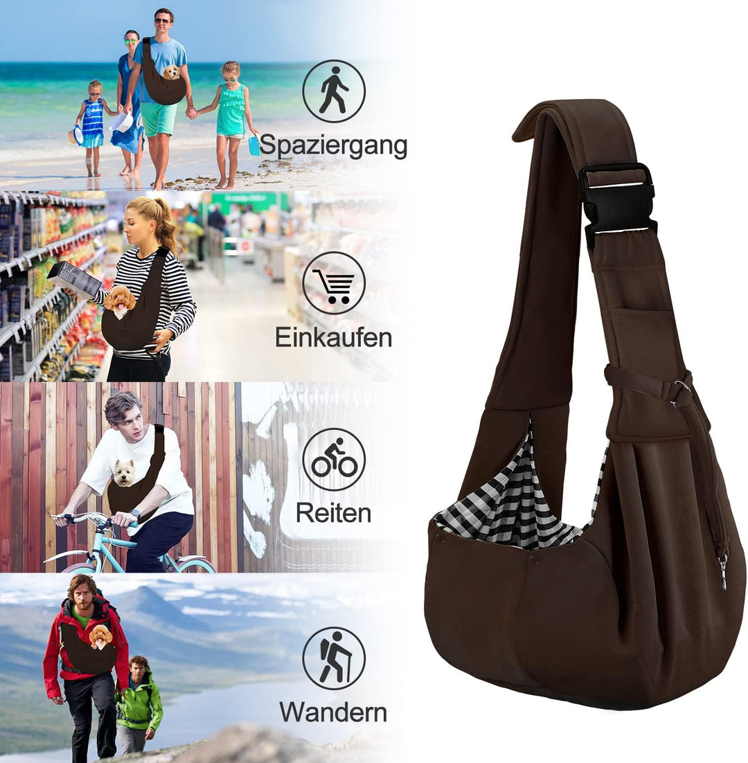 PetLoft Tragetuch Hund, Reversibel Kleine Hundetrage, Einstellbar Pet Tragetuch, Freisprecheinrichtu