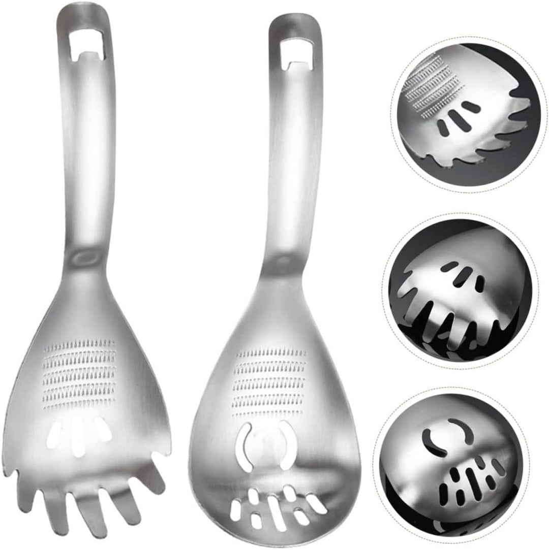 2 Stück Edelstahl Küchenutensil mit Knoblauchpresse und Kartoffelzerkleinerer Multifunktional und Er