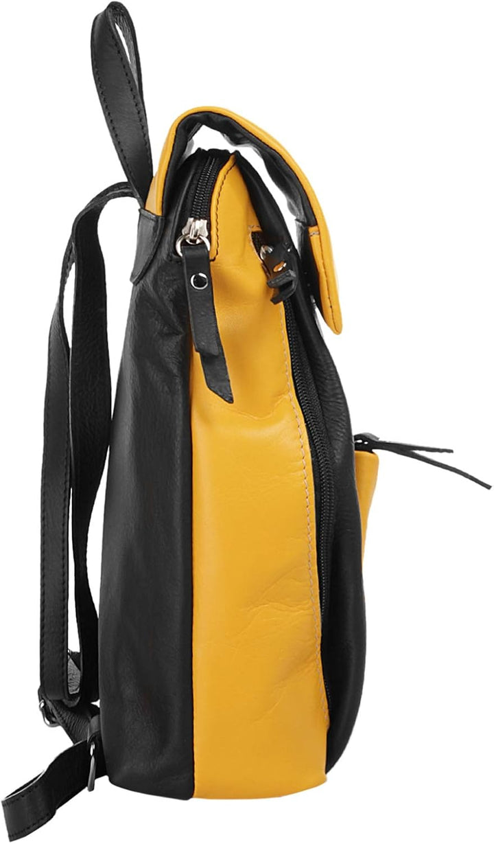 Cluty City-Rucksack Echt Leder Damen | | 020401 Gelb, Gelb
