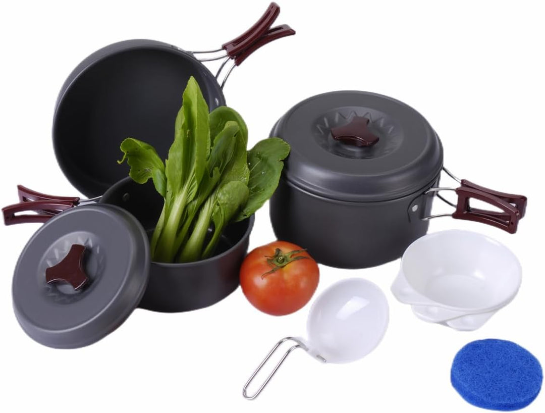 Bulin Camping Kochgeschirr Set Tragbar Outdoor Geschirr Set Aluminium Faltbare Camping Topf Kochtopf
