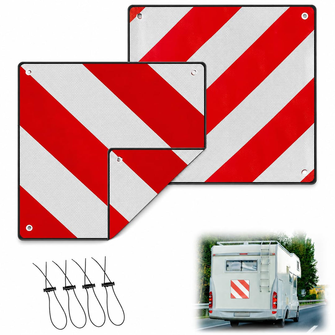 2 in 1 Warntafel Italien und Spanien 50 x 50 cm, Warntafel Fahrradträger aus Aluminium mit 4 Spannse