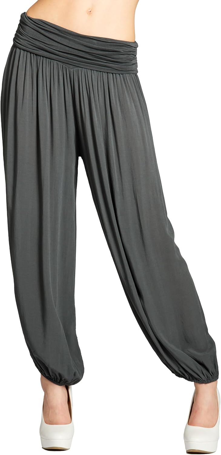 Caspar KHS035 leichte Damen Sommer Haremshose, Farbe:dunkelgrau, Mode Grösse:36