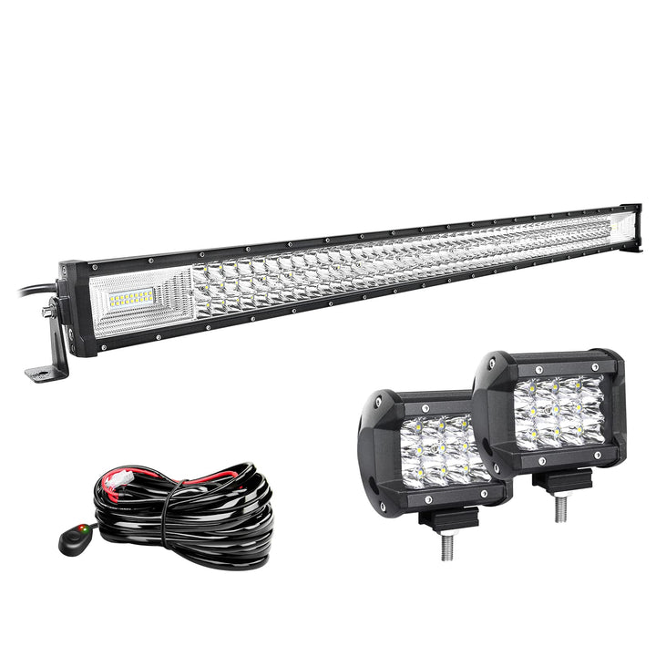 Willpower 42 Zoll 107CM 540W Led Arbeitsscheinwerfer Bar + 4 Zoll 10CM Led Scheinwerfer + Kabelbaum