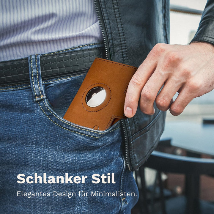 DONBOLSO Wallet Air | Slim Wallet mit Apple AirTag Fach | Hochwertiges Kreditkartenetui aus Echtlede